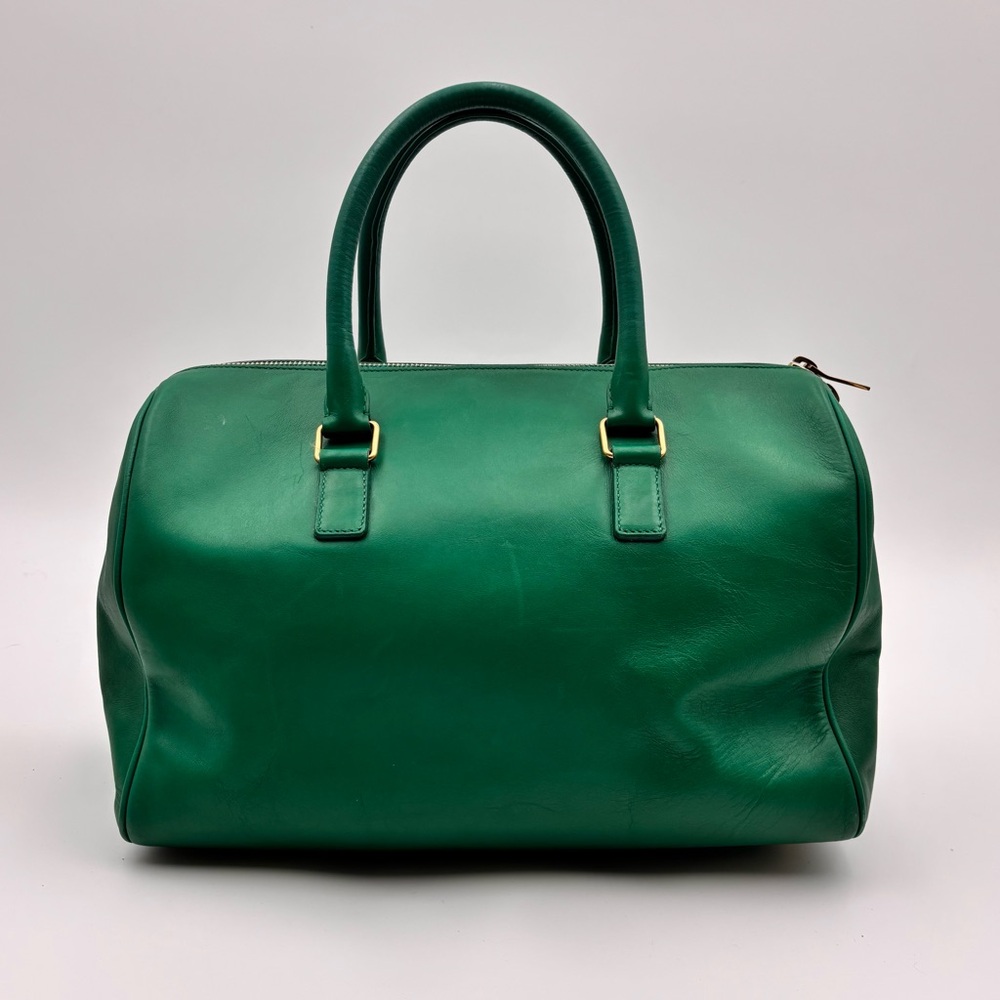 Saint Laurent Green Leather Duffle Top Handle Bag Gold Hardware - Picture 2 of 9